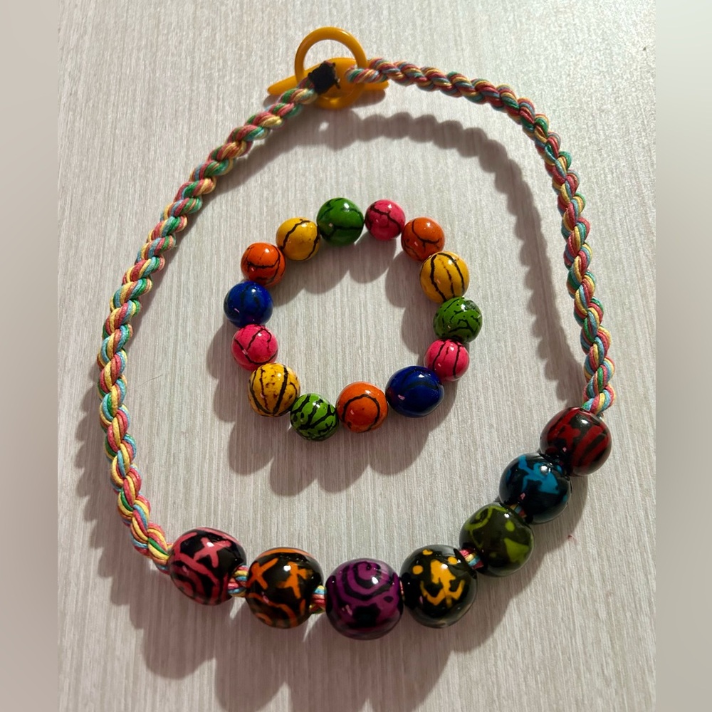 Hand Painted & Woven Artistry Necklace w/ Matching Bracelet